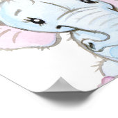 Waterverf Baby olifant Nursery Schattig Poster (Hoek)