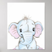 Waterverf Baby olifant Nursery Schattig Poster (Voorkant)