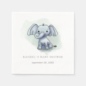 Waterverf baby olifant zittend baby shower servet (Voorkant)