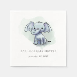Waterverf baby olifant zittend baby shower servet