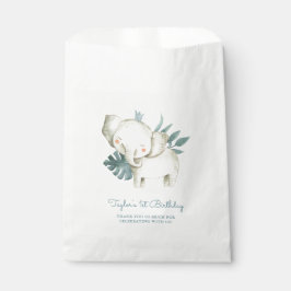 Waterverf Baby Olifantprins Tropische Verjaardag Bedankzakje