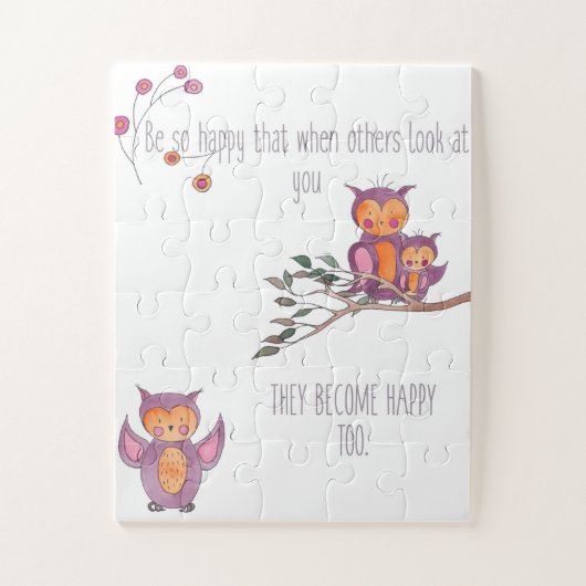 Waterverf Baby Owl Nursery Wall Art Legpuzzel (Verticaal)