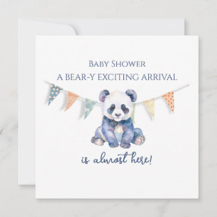 Waterverf baby panda bunting flags Baby shower Kaart