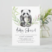 Waterverf Baby Panda Greenery Baby shower Kaart (Staand voorkant)
