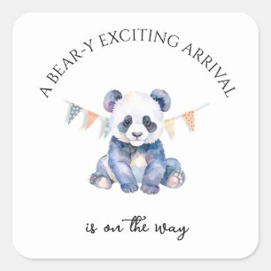Waterverf baby panda met brandende vlaggen vierkante sticker