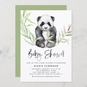 Waterverf Baby Panda met Grieks Baby shower Kaart