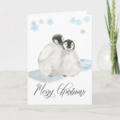 Waterverf Baby Penguin Merry Kerstmis Feestdagen Kaart (Voorkant)