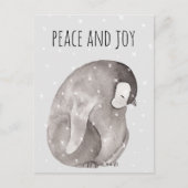 Waterverf Baby Penguin Winter Snow Peace & Joy   Briefkaart (Voorkant)