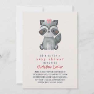 Waterverf Baby Raccoon Cute Whimsical Baby Girl Kaart