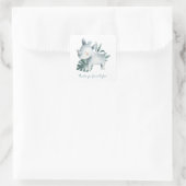 Waterverf Baby Rhinoceros Verjaardag Bedankt Vierkante Sticker (Tas)
