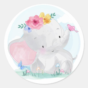 Waterverf Baby Ronde Sticker