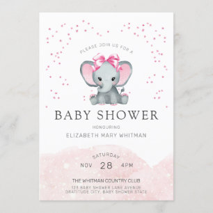 Waterverf Baby Roze olifant Baby shower Kaart