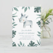Waterverf Baby Safari Birthday Partij Kaart (Staand voorkant)