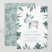 Waterverf Baby Safari Birthday Partij Kaart (Voorkant / Achterkant)