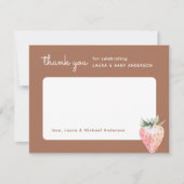 Waterverf Baby shower aardbei Bedankkaart (Voorkant)