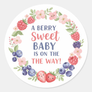 Waterverf Baby Shower Berry Zoet Ronde Sticker