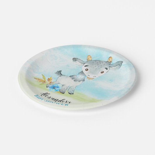 Waterverf Baby shower Boerderij Papieren Bordje (Gekanteld)