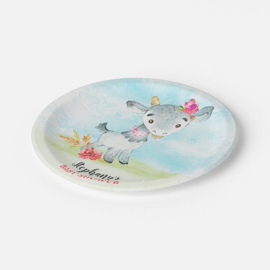 Waterverf Baby shower  Boerderij Papieren Bordje (Gekanteld)