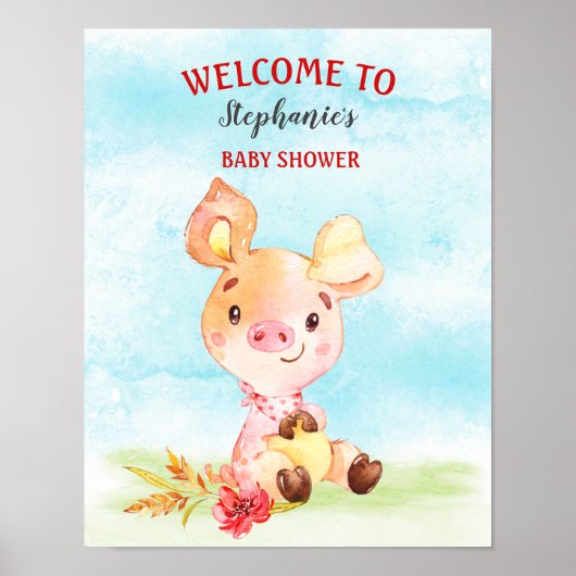 Waterverf Baby shower Boerderij Poster (Voorkant)