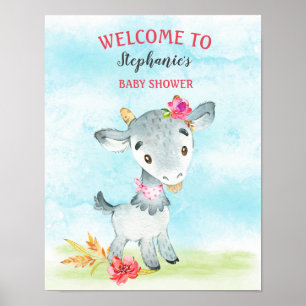 Waterverf Baby shower Boerderij Poster