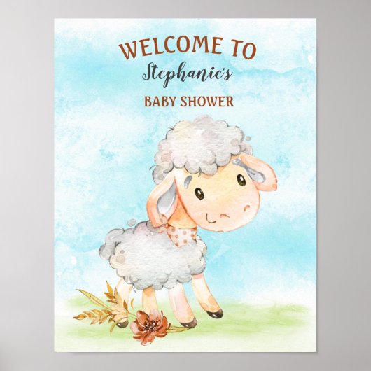 Waterverf Baby shower Boerderij Poster (Voorkant)