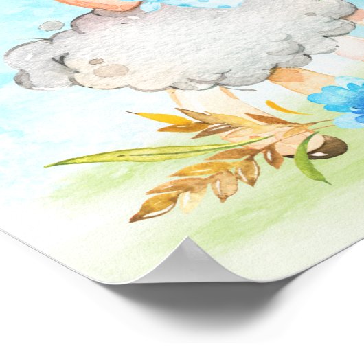 Waterverf Baby shower Boerderij Poster (Hoek)