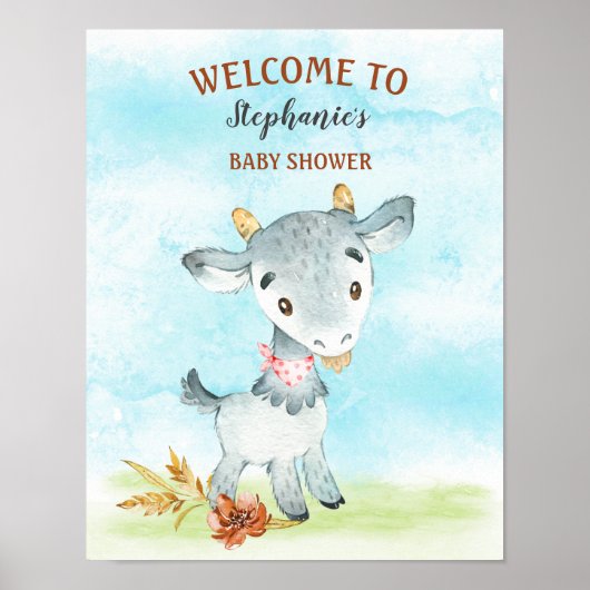 Waterverf Baby shower Boerderij Poster (Voorkant)