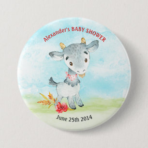 Waterverf Baby shower Boerderij Ronde Button 7,6 Cm