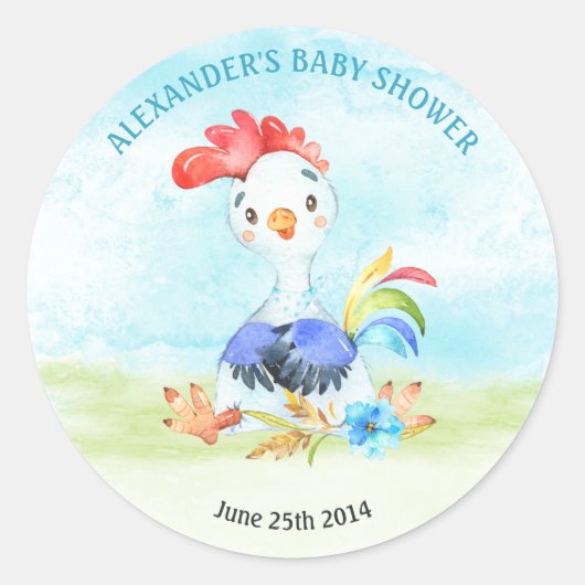 Waterverf Baby shower Boerderij Ronde Sticker (Voorkant)