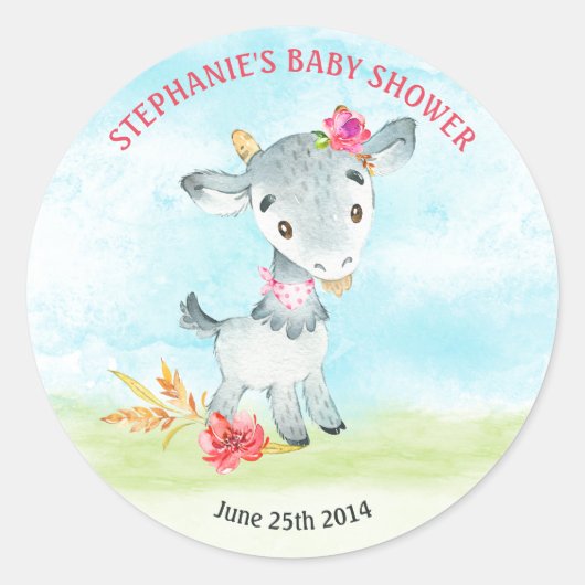 Waterverf Baby shower  Boerderij Ronde Sticker (Voorkant)