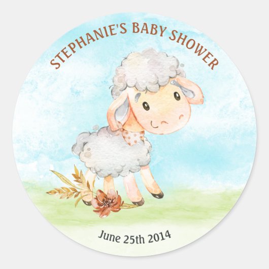 Waterverf Baby shower Boerderij Ronde Sticker (Voorkant)