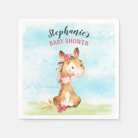 Waterverf Baby shower Boerderij Servet (Voorkant)