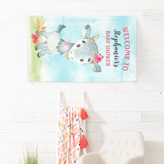 Waterverf Baby shower  Boerderij Spandoek (Insitu)