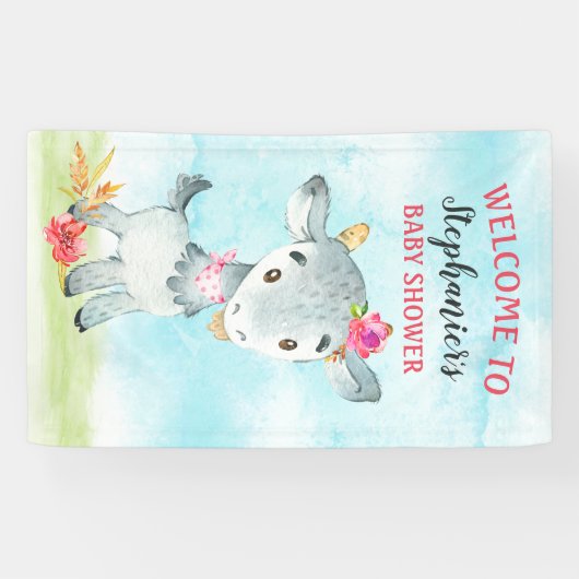 Waterverf Baby shower  Boerderij Spandoek (Horizontaal)