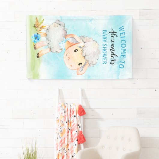 Waterverf Baby shower Boerderij Spandoek (Insitu)