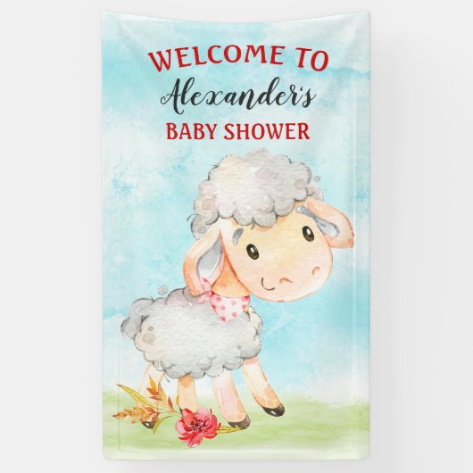 Waterverf Baby shower Boerderij Spandoek (Verticaal)