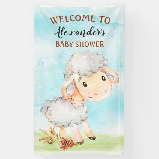 Waterverf Baby shower Boerderij Spandoek (Verticaal)