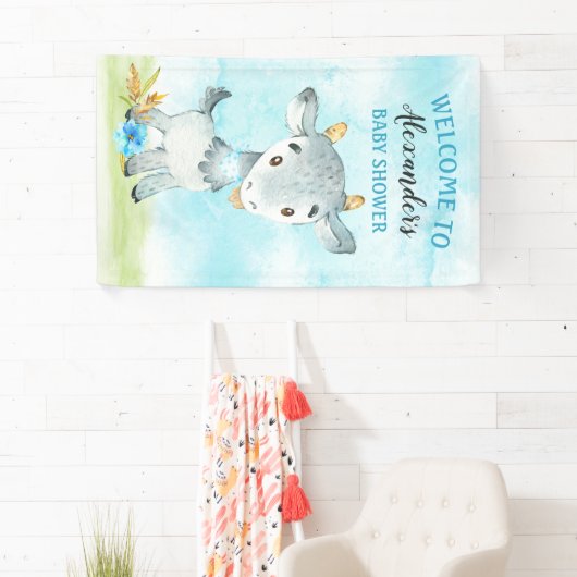 Waterverf Baby shower Boerderij Spandoek (Insitu)