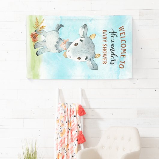 Waterverf Baby shower Boerderij Spandoek (Insitu)