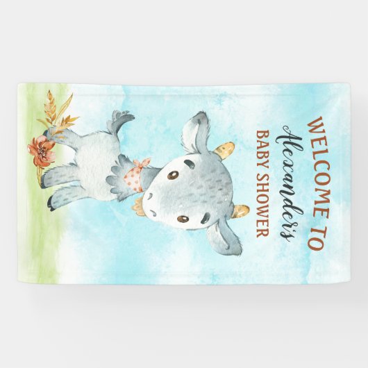 Waterverf Baby shower Boerderij Spandoek (Horizontaal)