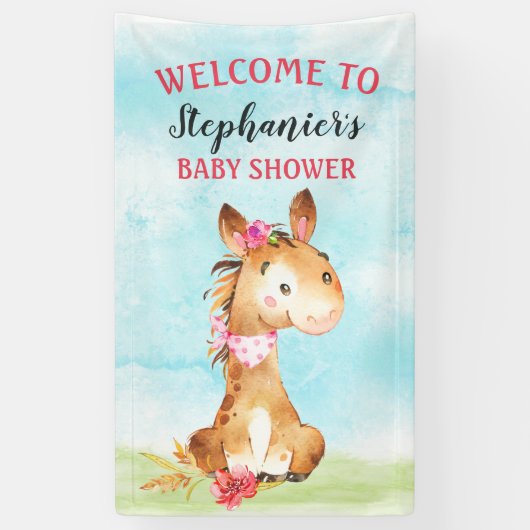 Waterverf Baby shower Boerderij Spandoek (Verticaal)