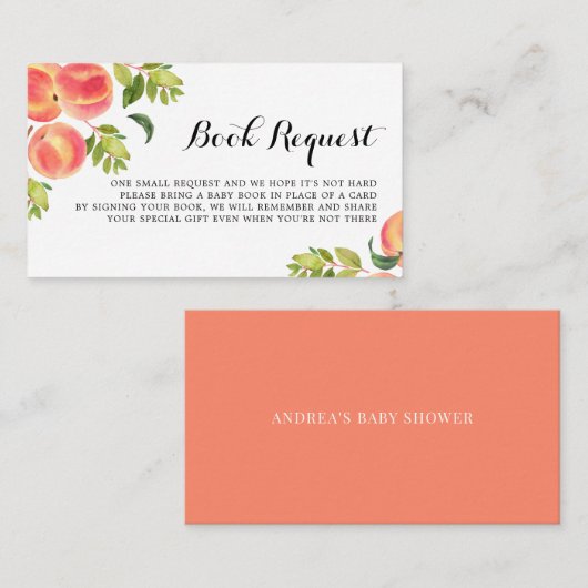 Waterverf  Baby shower Book Request Kaart Plaatskaartje (Voorkant / Achterkant)