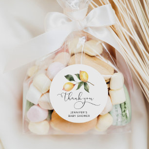 Waterverf baby shower citroenen ronde sticker