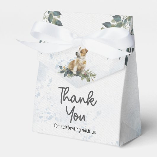 Waterverf Baby shower Corgi Puppy Bedankdoosjes (Voorkant Zijde)