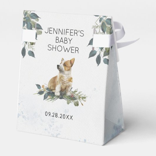 Waterverf Baby shower Corgi Puppy Bedankdoosjes (Achterkant)