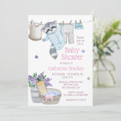 Waterverf Baby shower Cute Raccoon Wash Day Kaart (Staand voorkant)