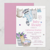 Waterverf Baby shower Cute Raccoon Wash Day Kaart (Voorkant / Achterkant)