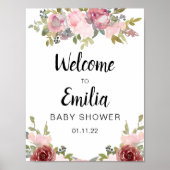 waterverf baby shower elegant poster (Voorkant)