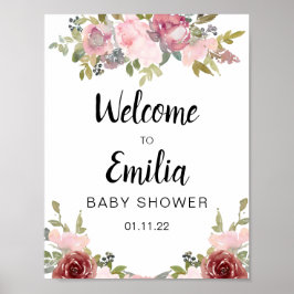waterverf baby shower elegant poster