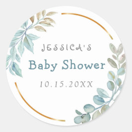 Waterverf Baby shower Favor Tags Ronde Sticker